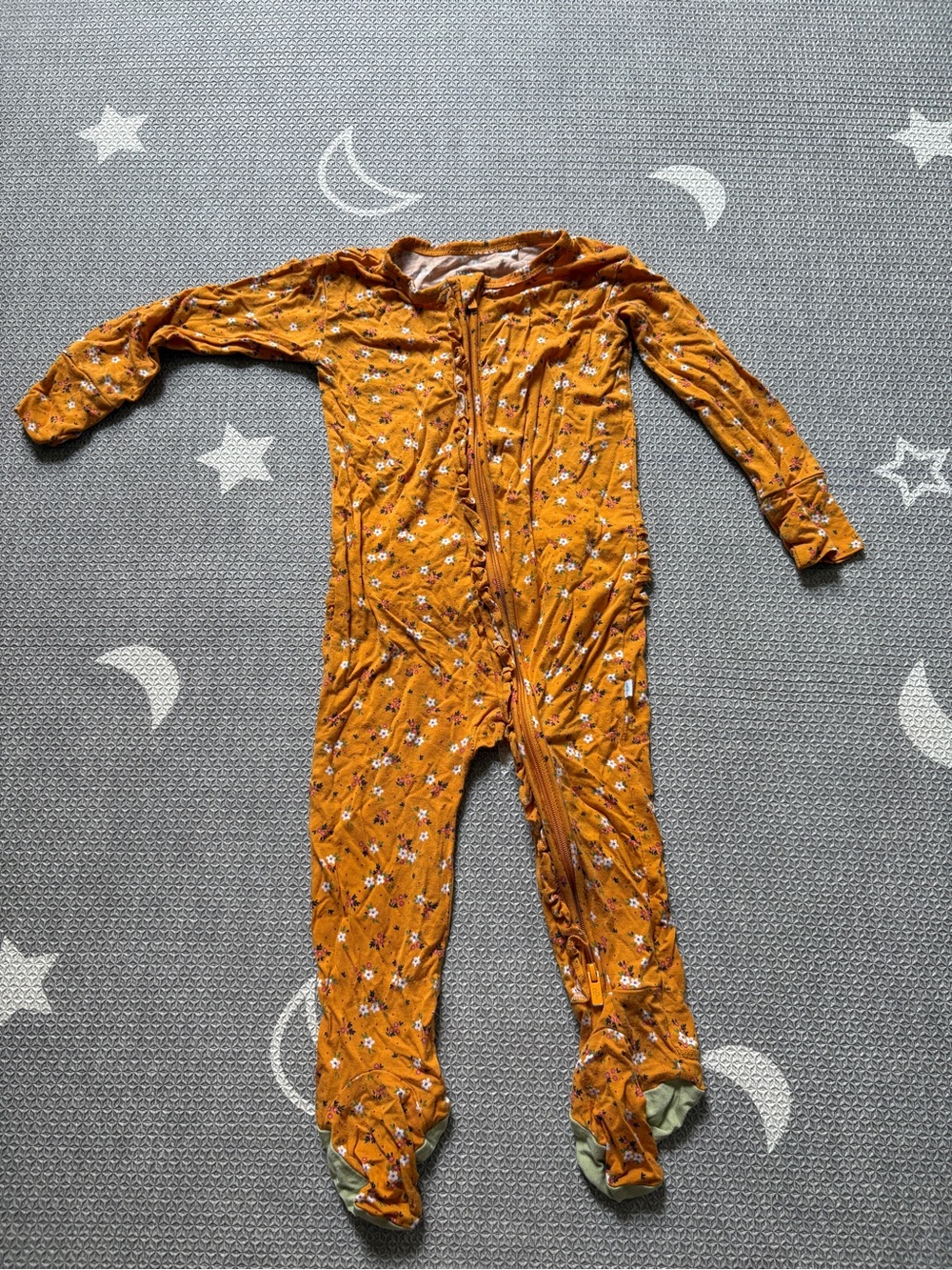 Posh Peanut Mustard Floral One-Piece Footie